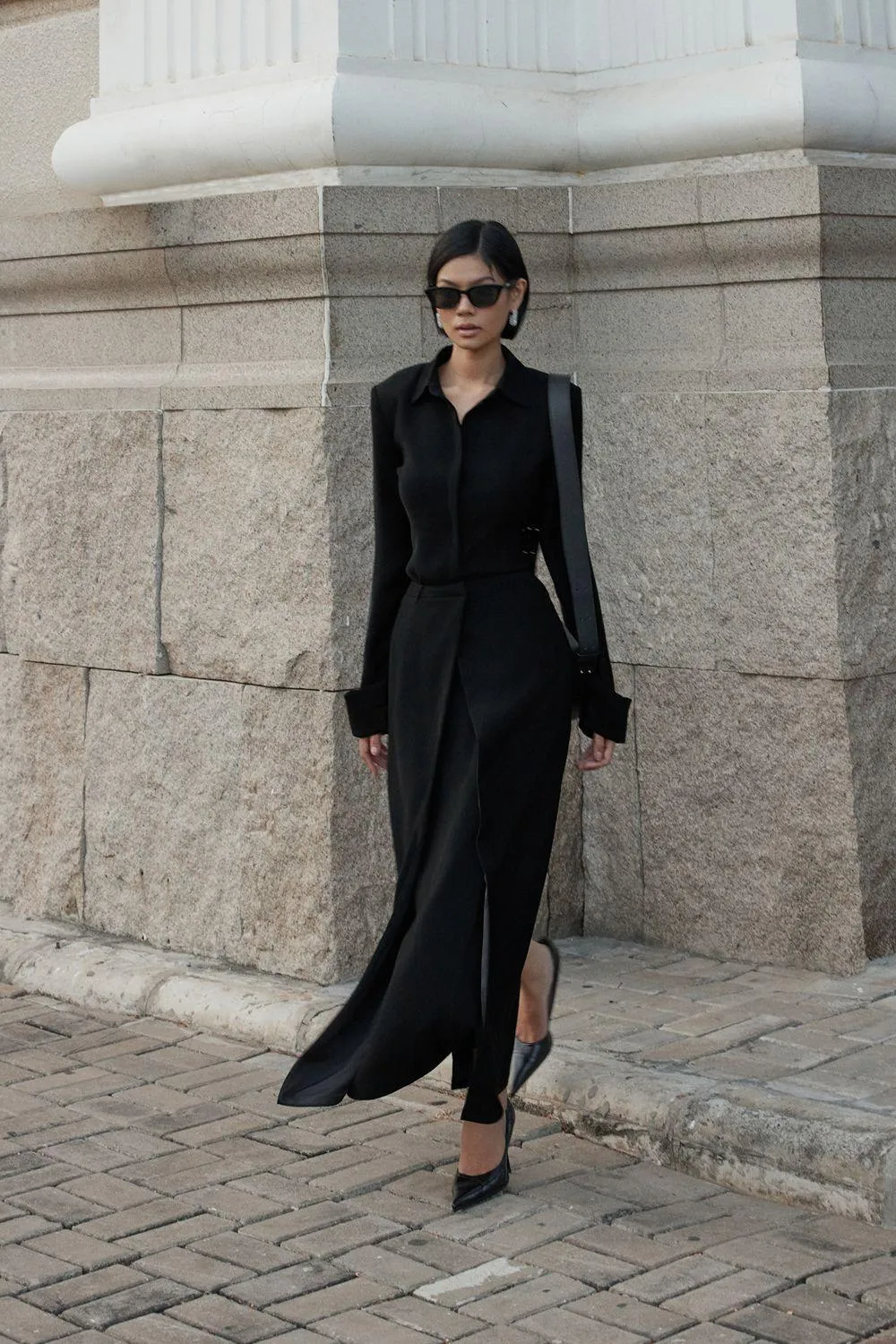 Nasty A-line High Waist Crepe Ankle Length Skirt