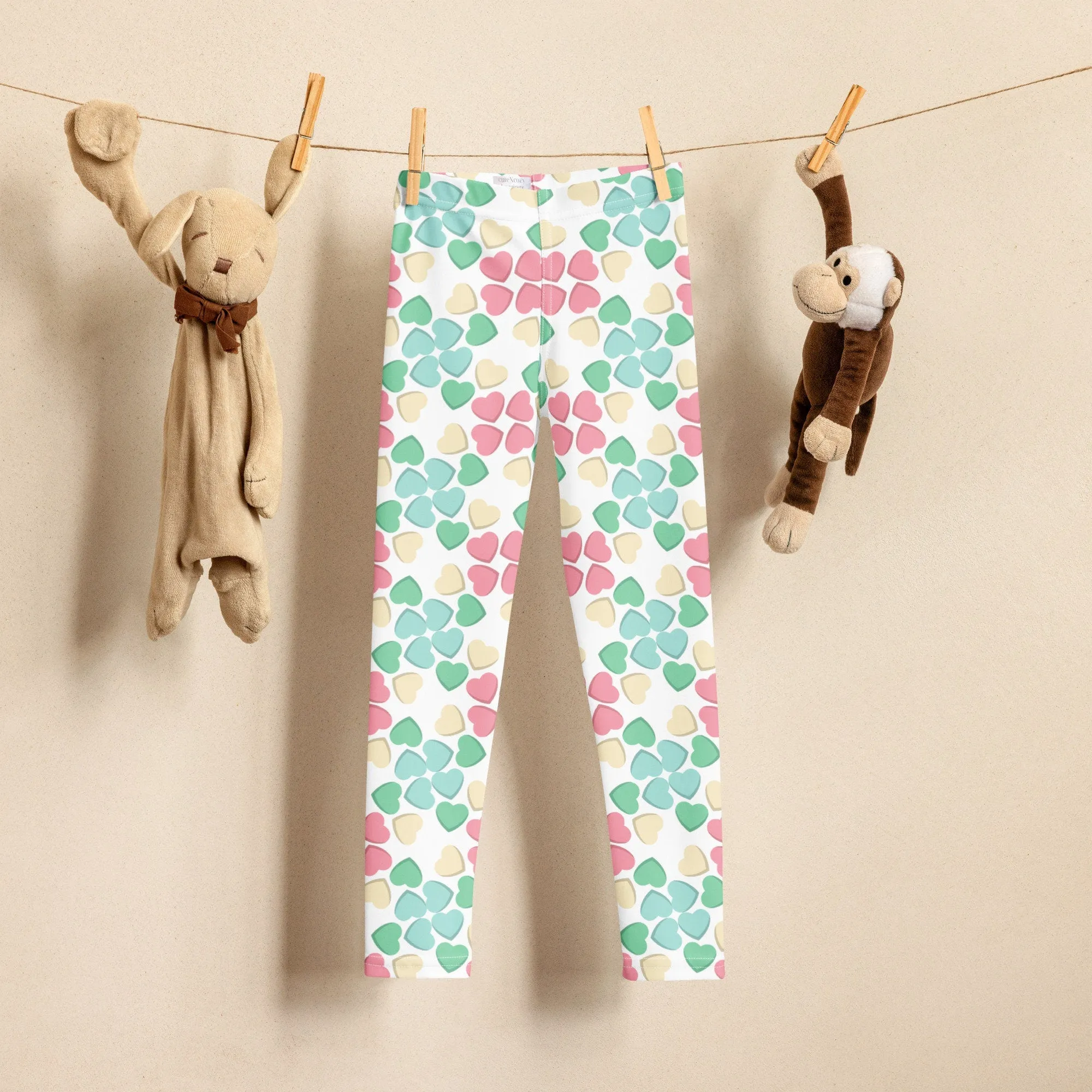 Pastel Candy Hearts Kid's Leggings