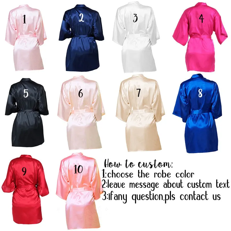 Personalised Bride Robe Custom Name Birthday And Bridesmaid Robe, Dressing Gown Satin Bridal Pajamas