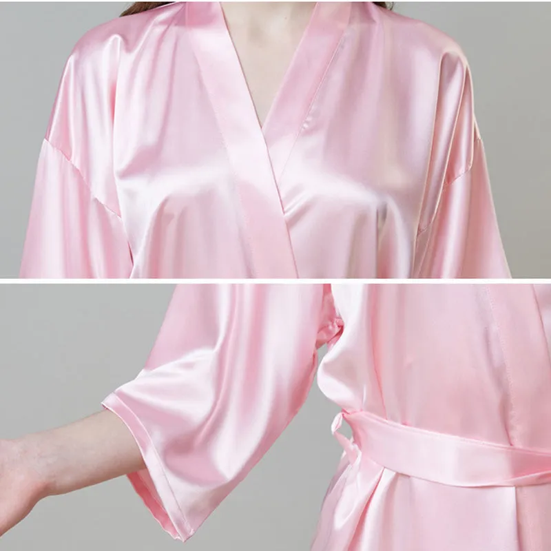 Personalised Bride Robe Custom Name Birthday And Bridesmaid Robe, Dressing Gown Satin Bridal Pajamas