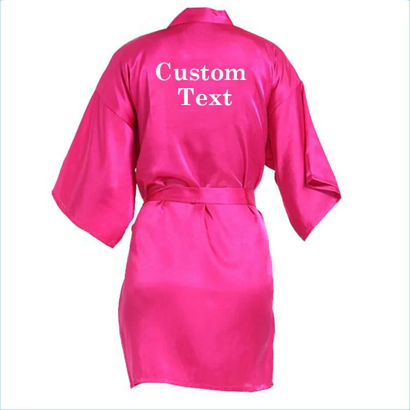 Personalised Bride Robe Custom Name Birthday And Bridesmaid Robe, Dressing Gown Satin Bridal Pajamas