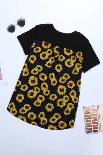 Pocket Full Of Sunflowers Black Tee
