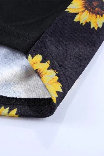Pocket Full Of Sunflowers Black Tee