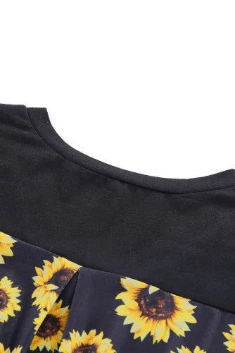 Pocket Full Of Sunflowers Black Tee