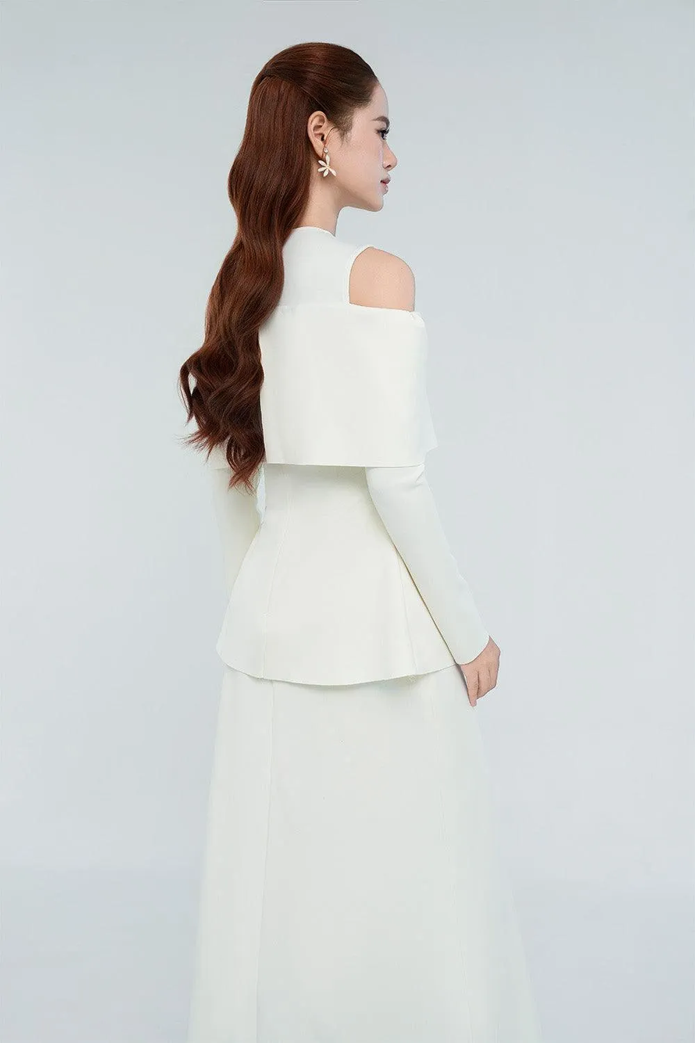 Remy Asymmetric Draped Spandex Ankle Length Skirt