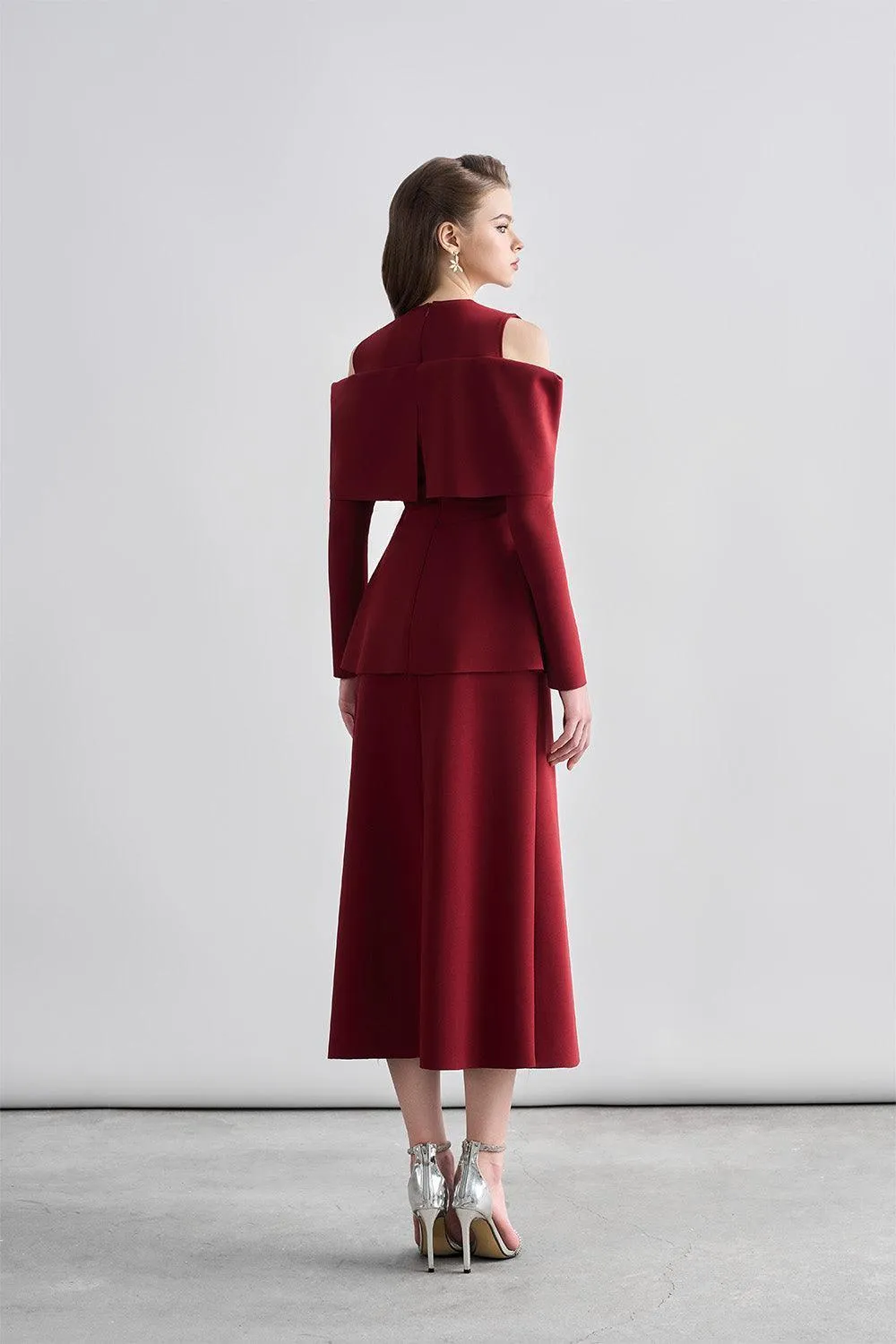 Remy Asymmetric Draped Spandex Ankle Length Skirt