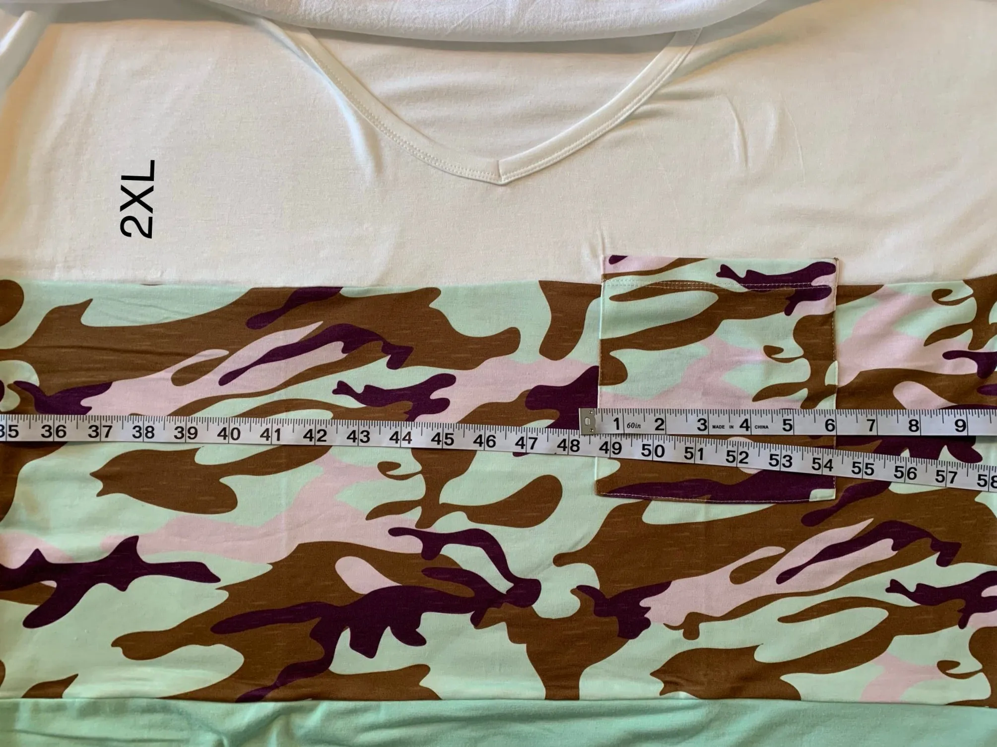 Sage Green Camo Color Block Pocket Tee