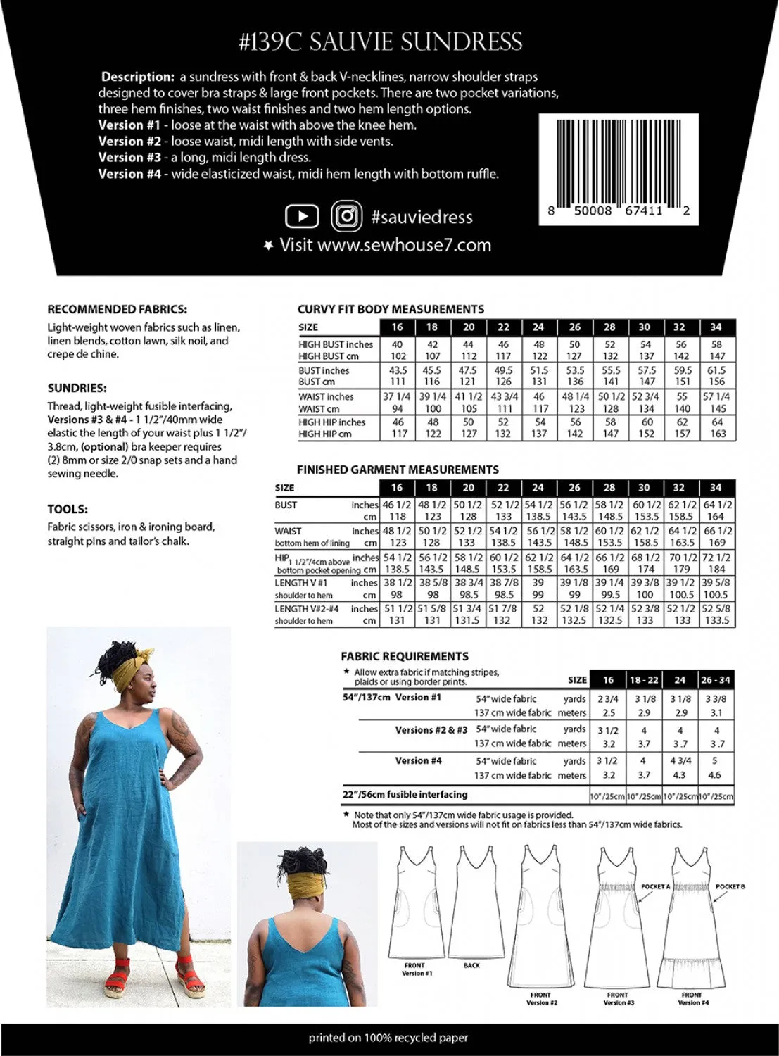 Sauvie Curvy dress pattern