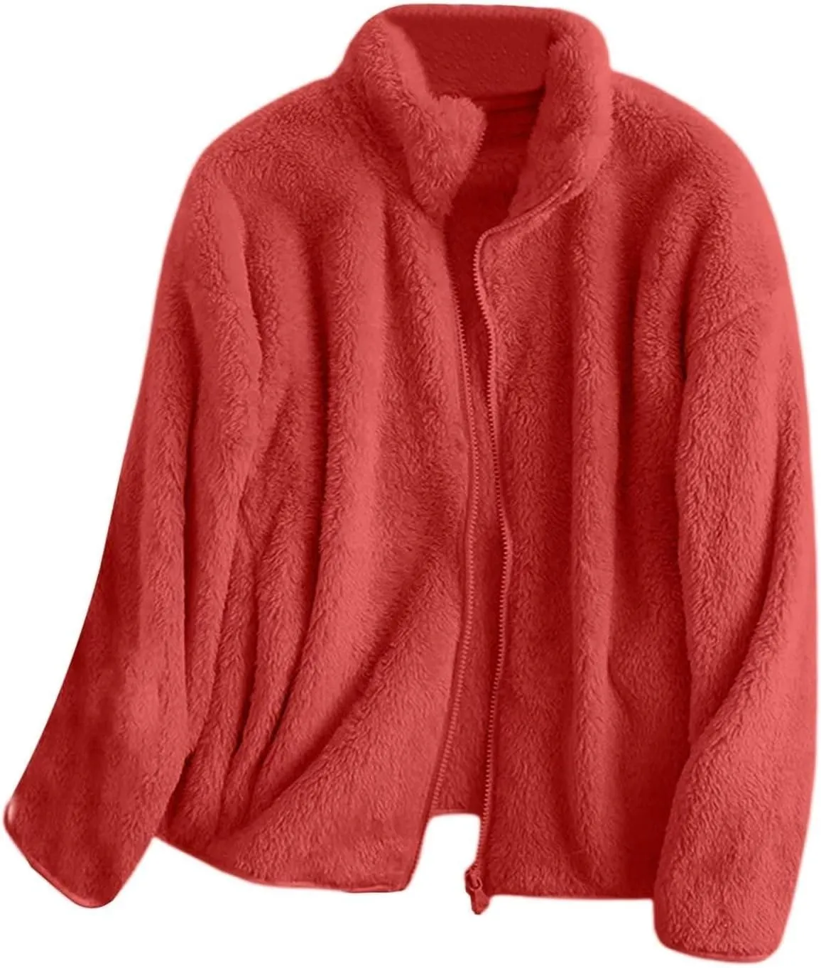 SHAOBGE Winter Coats For Women Fleece Jacket Women's Stand Up Collar Lined Teddy Jacket Warm Fleece Jackets