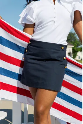 Simkhai Kamille Buttoned Mini Skirt in Midnight