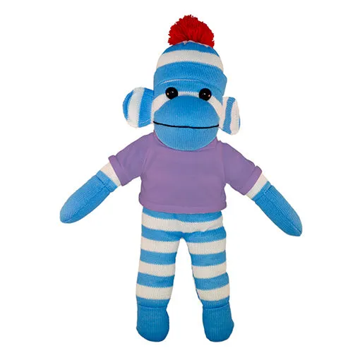 Soft Plush Blue Sock Monkey with Tee
