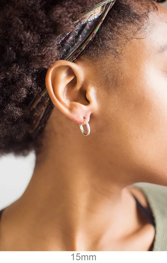 Sterling Silver Endless Hoop Earrings (2mm) All Sizes