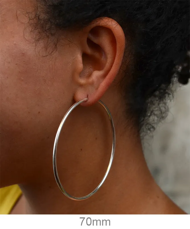 Sterling Silver Endless Hoop Earrings (2mm) All Sizes