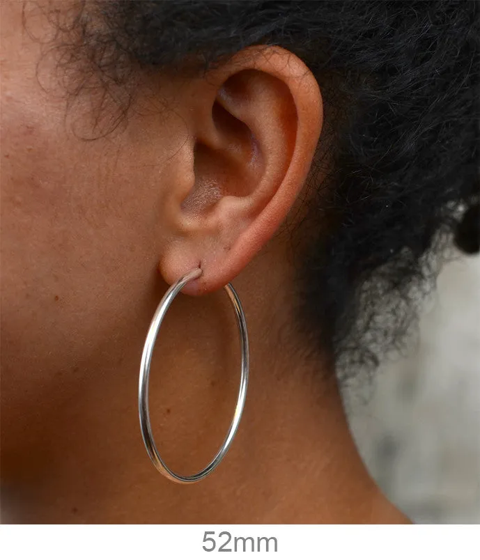 Sterling Silver Endless Hoop Earrings (2mm) All Sizes