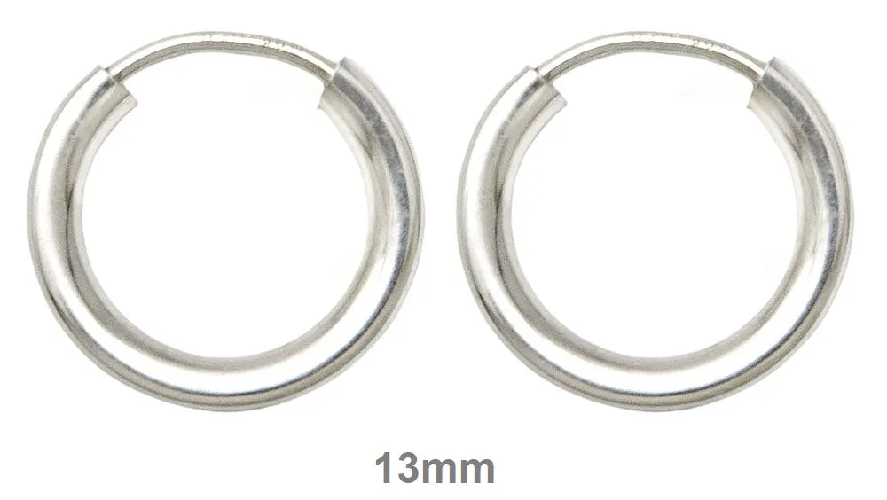 Sterling Silver Endless Hoop Earrings (2mm) All Sizes
