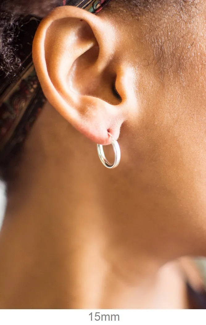 Sterling Silver Endless Hoop Earrings (2mm) All Sizes