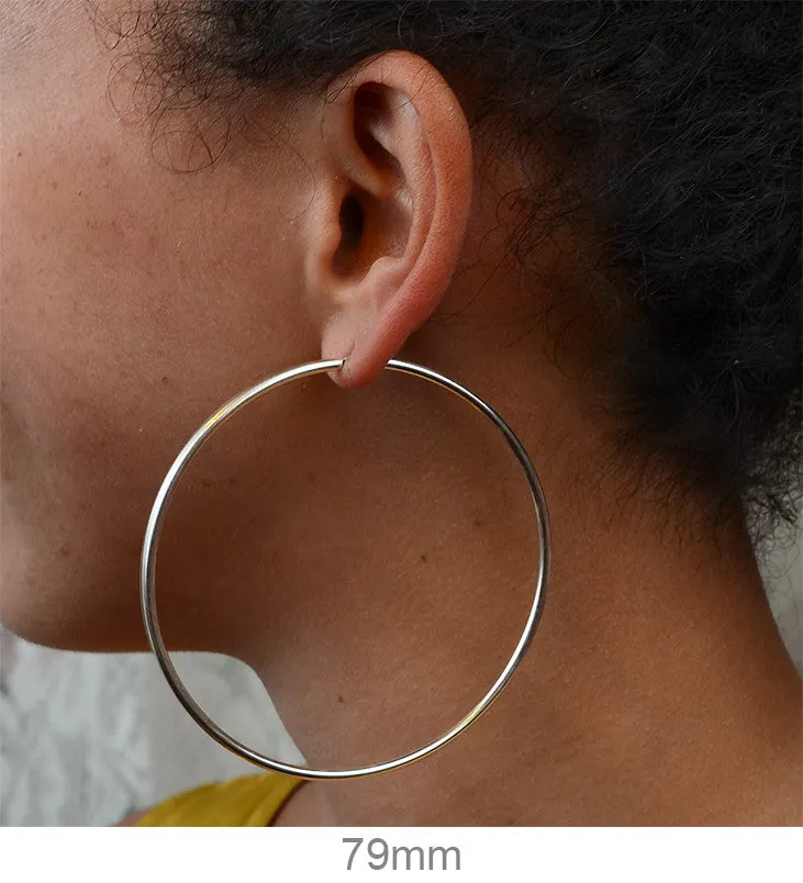 Sterling Silver Endless Hoop Earrings (2mm) All Sizes