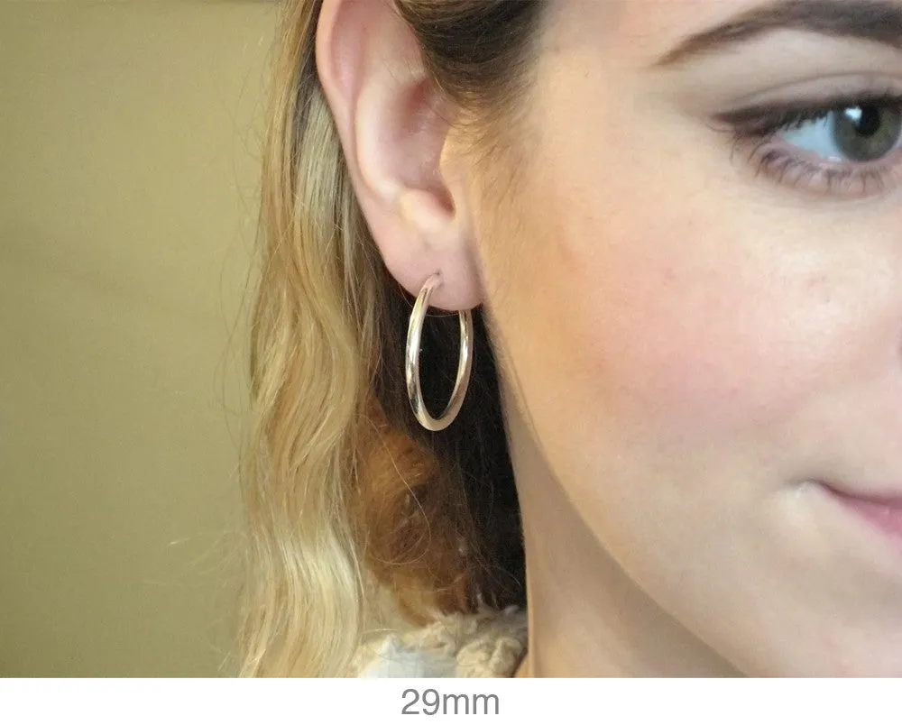 Sterling Silver Endless Hoop Earrings (2mm) All Sizes