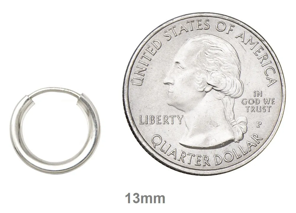 Sterling Silver Endless Hoop Earrings (2mm) All Sizes