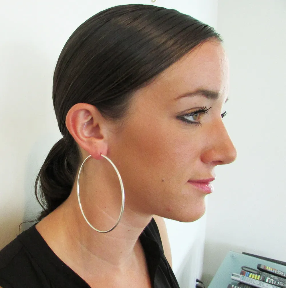 Sterling Silver Endless Hoop Earrings (2mm) All Sizes