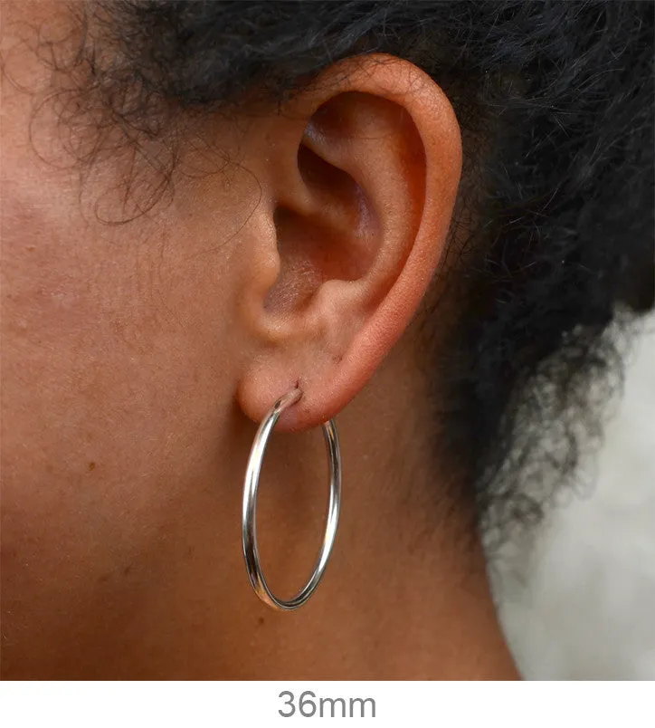 Sterling Silver Endless Hoop Earrings (2mm) All Sizes