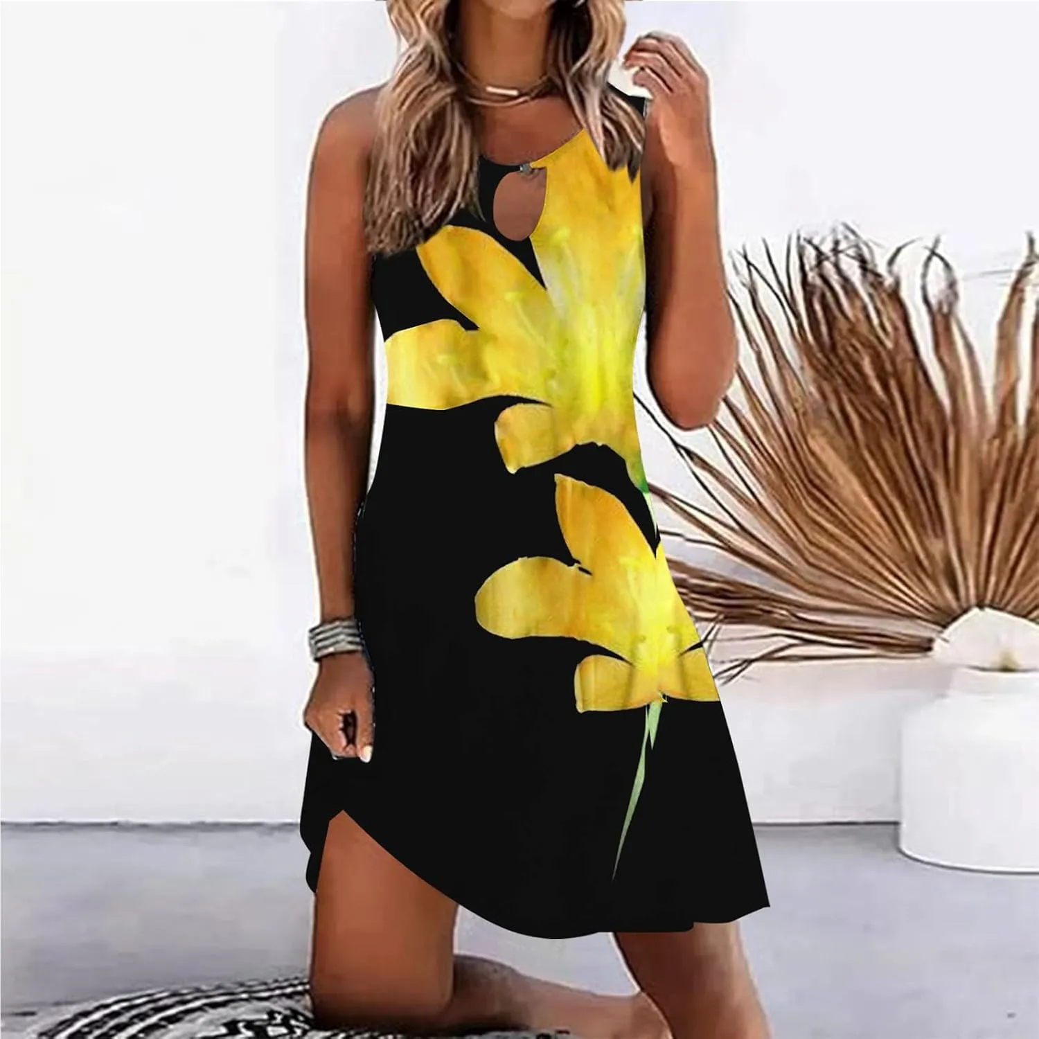 Sundresdes for Women Sun Dresses for Women 2025 Vacation Beach Casual Summer Sundresses Sleeveless Tank Short Boho