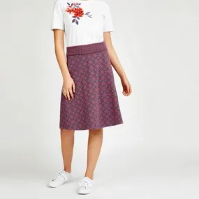 Tile Print Knee Length Jersey Skirt