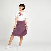 Tile Print Knee Length Jersey Skirt