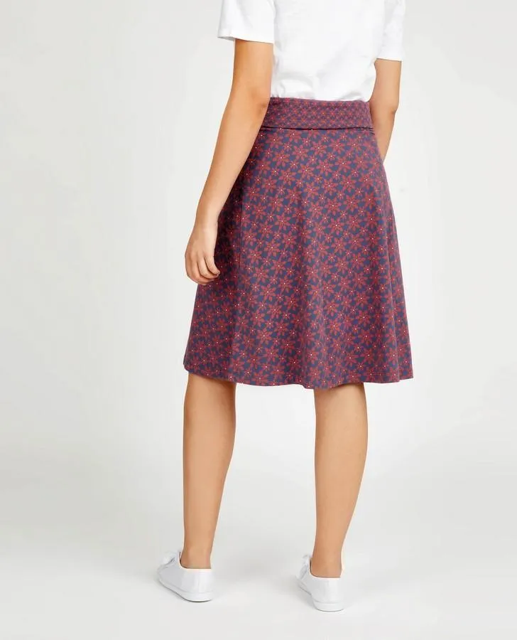 Tile Print Knee Length Jersey Skirt
