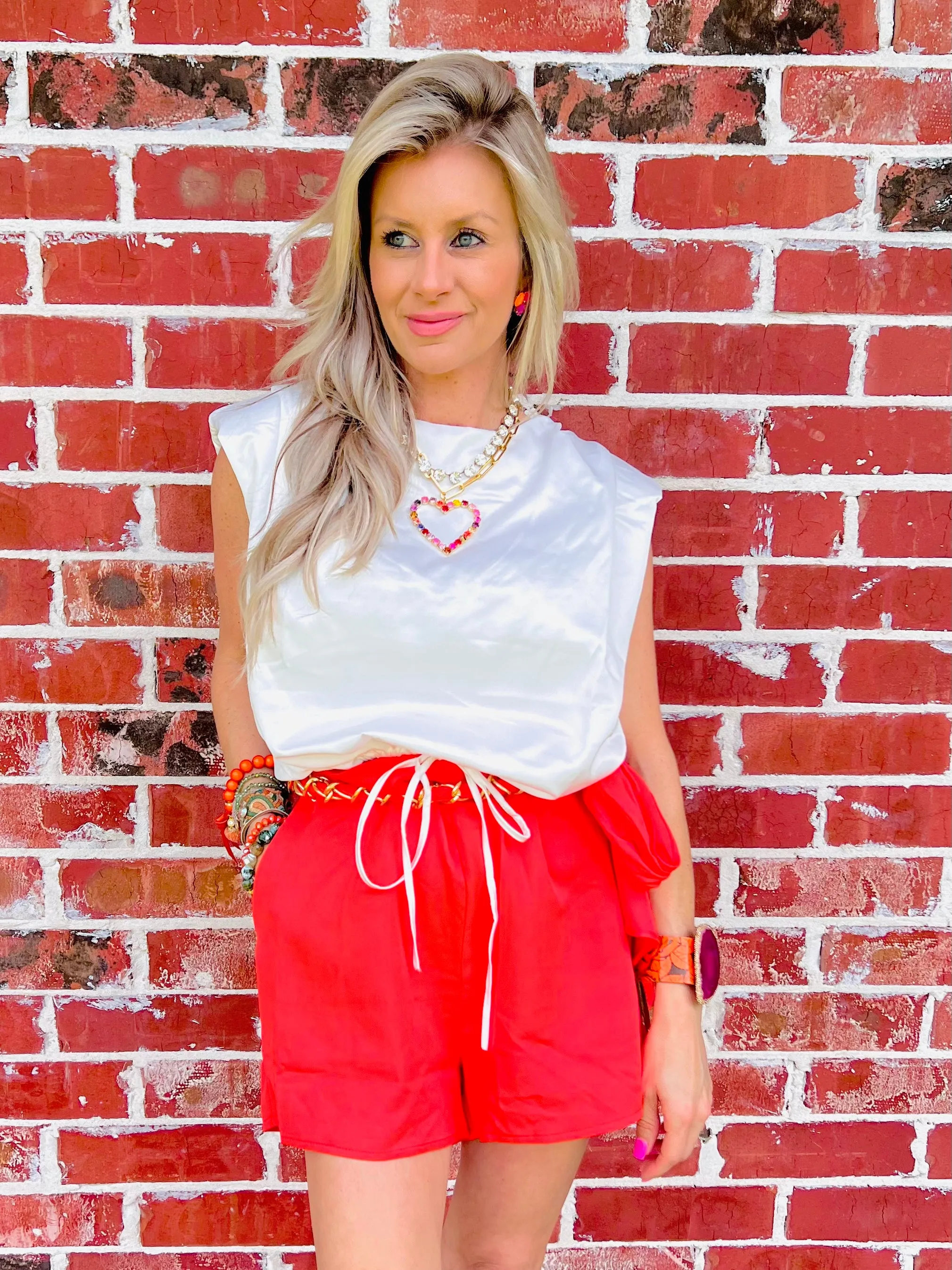 True Tomato Chained Down & Belted Shorts