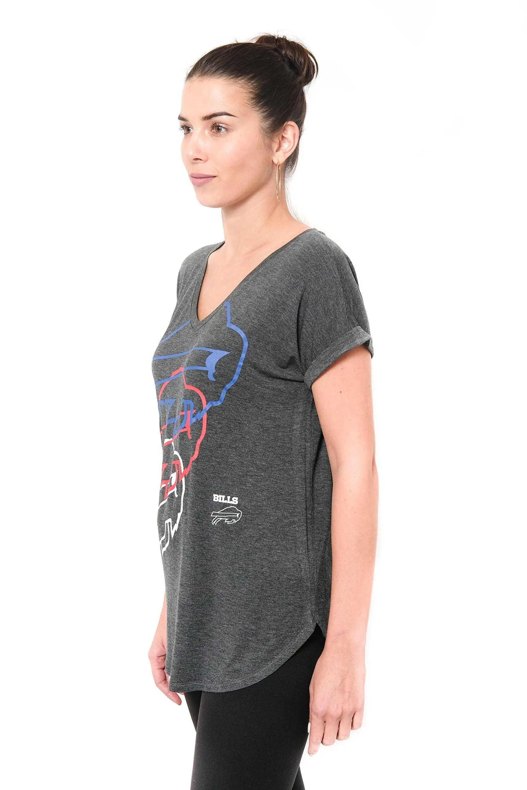 Ultra Game NFL Buffalo Bills Official Women's Super Soft Modal Vintage V-Neck T-Shirt|Buffalo Bills