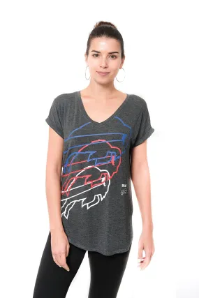 Ultra Game NFL Buffalo Bills Official Women's Super Soft Modal Vintage V-Neck T-Shirt|Buffalo Bills