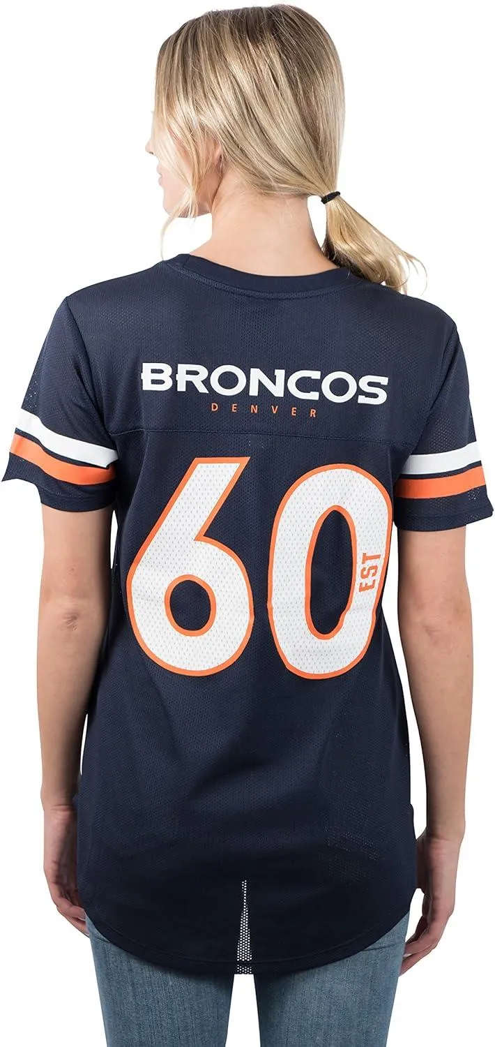 Ultra Game NFL Official Women's Super Soft Mesh Jersey T-Shirt, Denver Broncos, Team Color|Denver Broncos