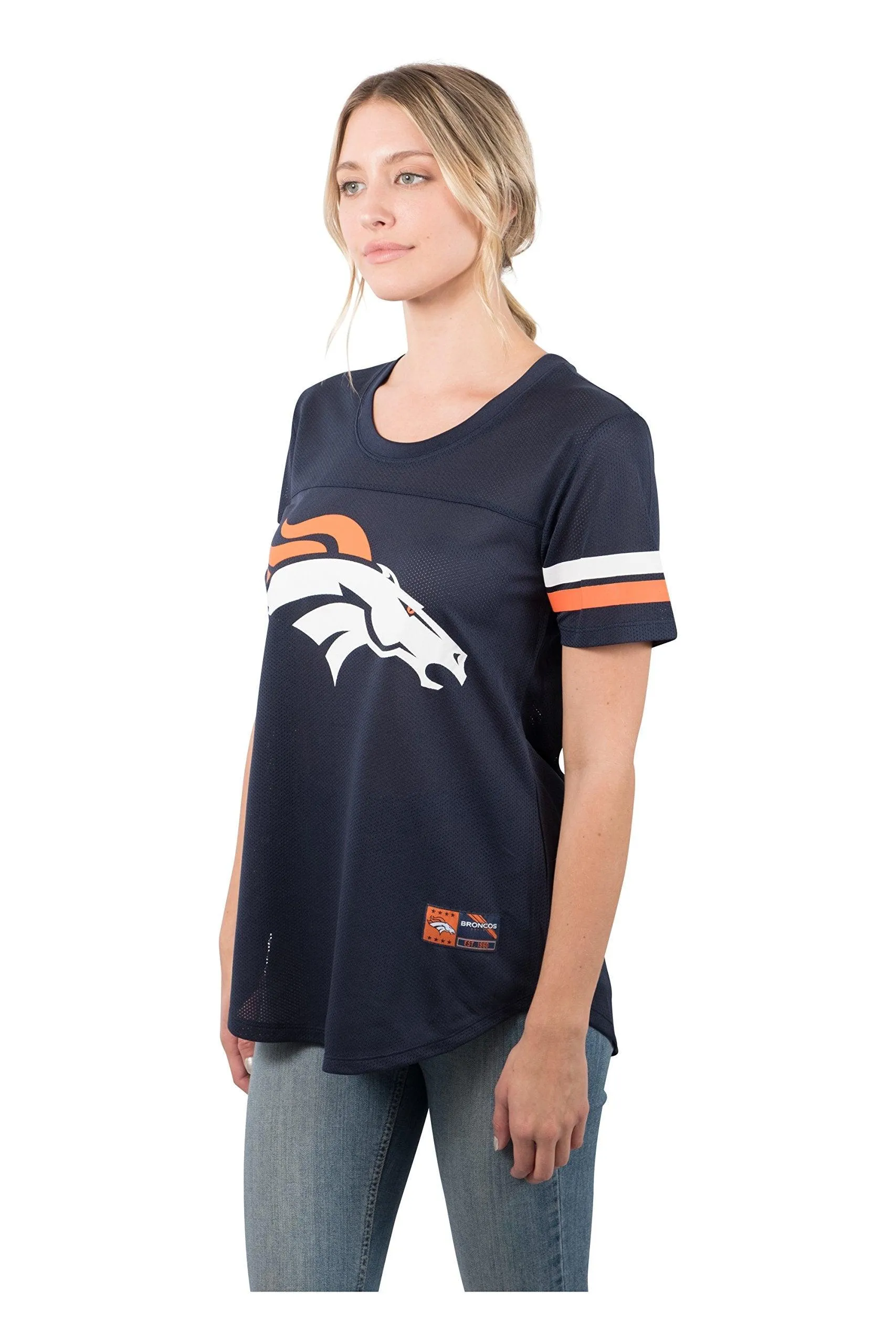 Ultra Game NFL Official Women's Super Soft Mesh Jersey T-Shirt, Denver Broncos, Team Color|Denver Broncos