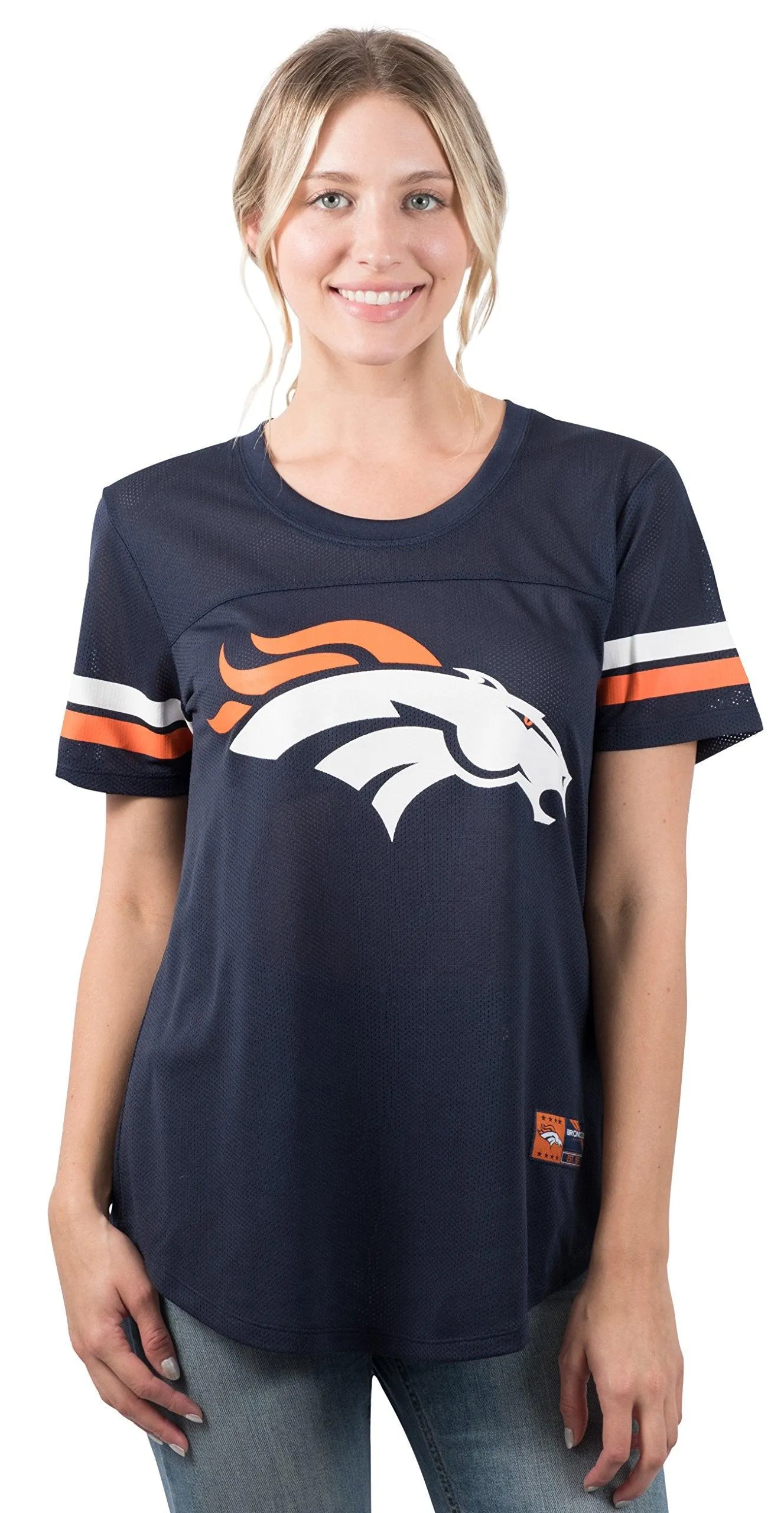Ultra Game NFL Official Women's Super Soft Mesh Jersey T-Shirt, Denver Broncos, Team Color|Denver Broncos