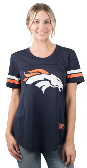 Ultra Game NFL Official Women's Super Soft Mesh Jersey T-Shirt, Denver Broncos, Team Color|Denver Broncos