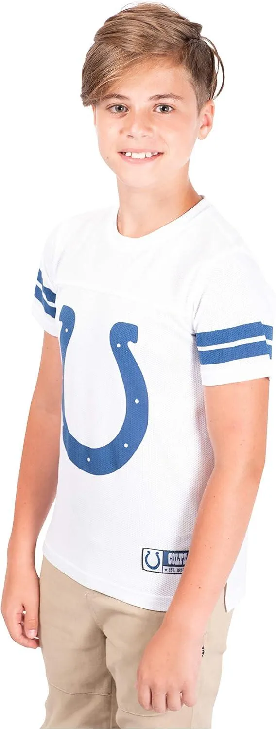 Ultra Game NFL Official Youth Super Soft Game Day Mesh Jersey Shirt, Indianapolis Colts, White|Indianapolis Colts