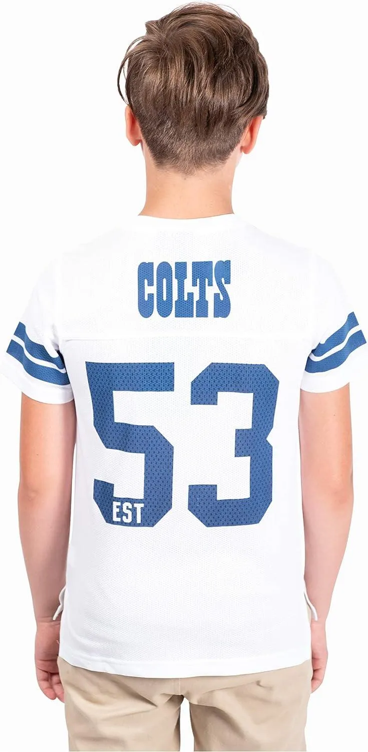 Ultra Game NFL Official Youth Super Soft Game Day Mesh Jersey Shirt, Indianapolis Colts, White|Indianapolis Colts