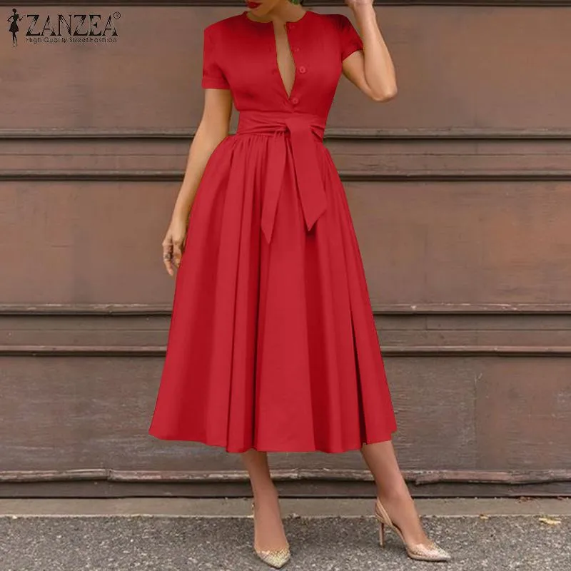 Vintage Belted Casual Maxi