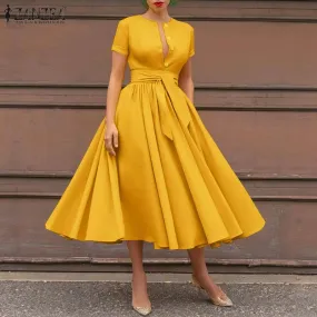 Vintage Belted Casual Maxi