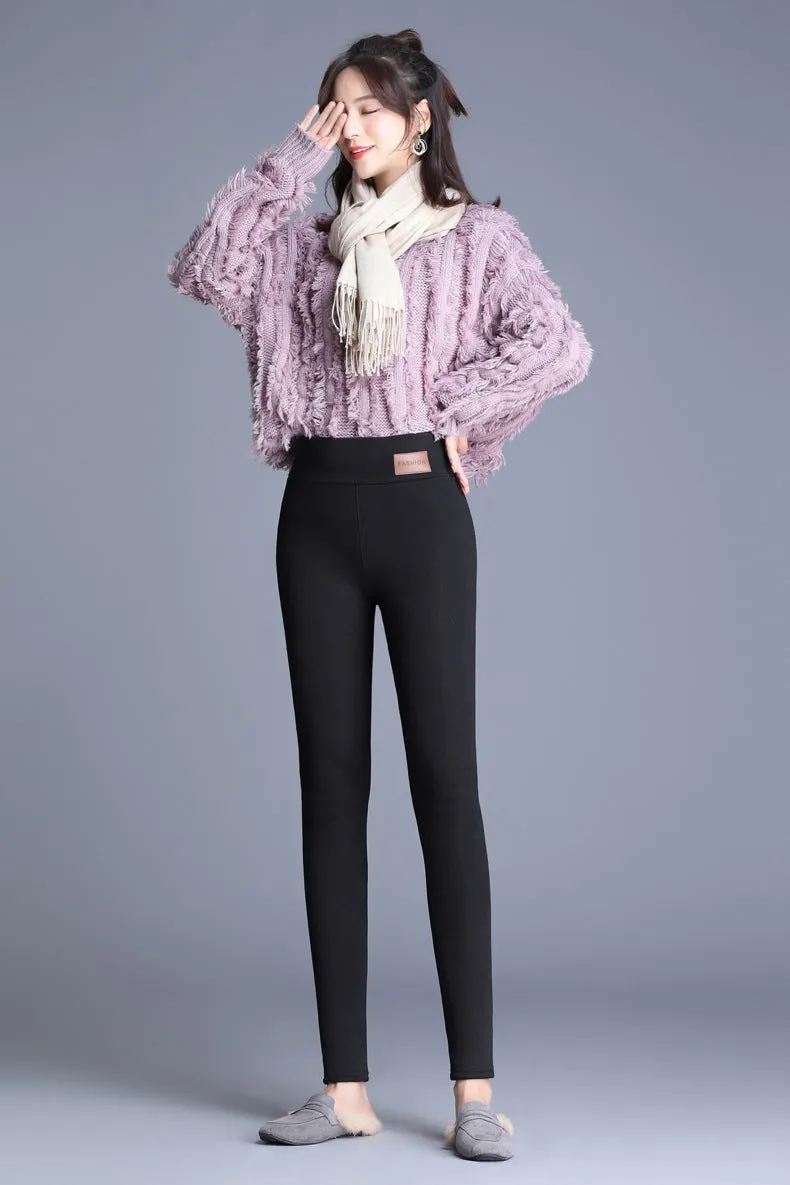 Wjczt Women Winter Warm Leggings Velvet Pants Plus Size Hight Waist Leggings Women Solid Color Legging Comfortable Keep Warm Legging