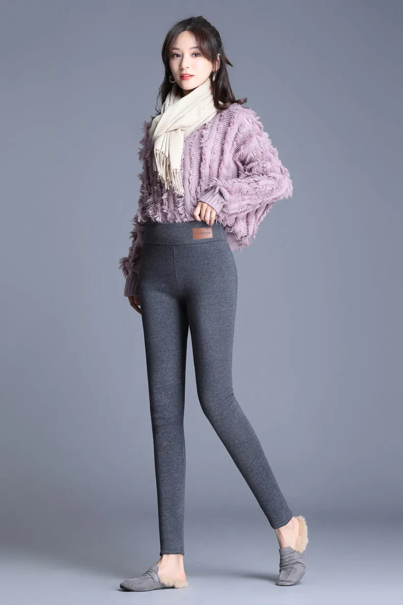 Wjczt Women Winter Warm Leggings Velvet Pants Plus Size Hight Waist Leggings Women Solid Color Legging Comfortable Keep Warm Legging