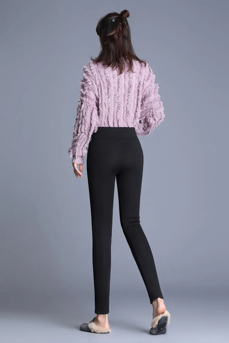 Wjczt Women Winter Warm Leggings Velvet Pants Plus Size Hight Waist Leggings Women Solid Color Legging Comfortable Keep Warm Legging