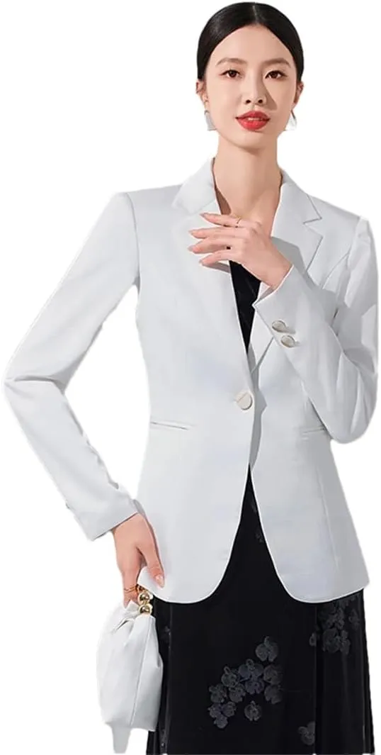 Women Kntted Jacket White and Black Color Blazer Slim Fit Chic Style Clothes Coat