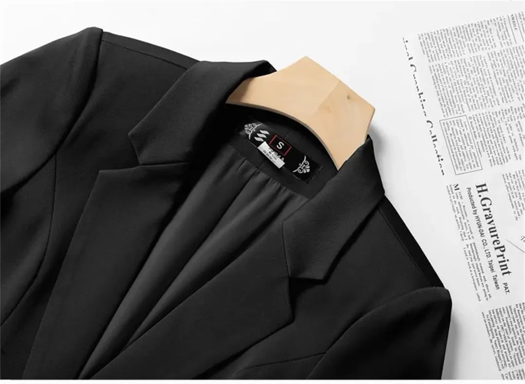 Women Kntted Jacket White and Black Color Blazer Slim Fit Chic Style Clothes Coat