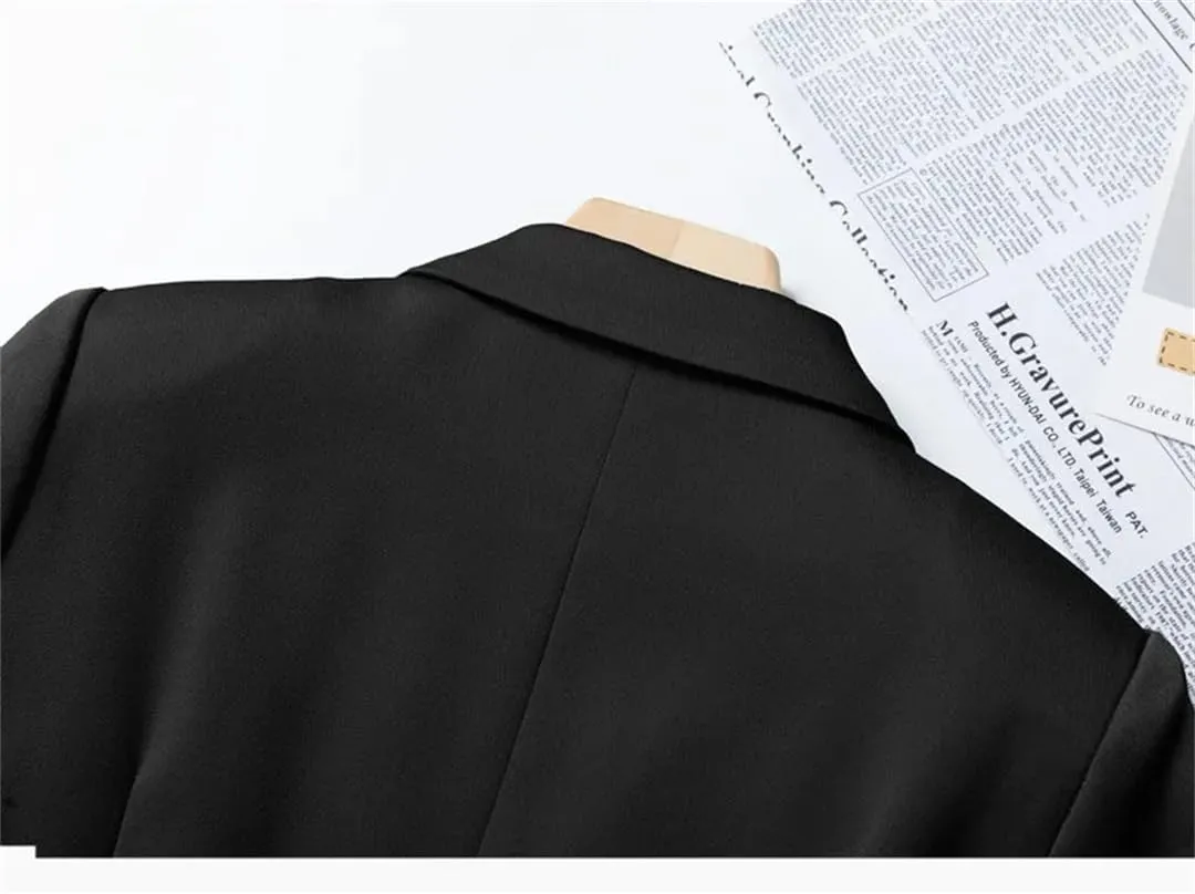 Women Kntted Jacket White and Black Color Blazer Slim Fit Chic Style Clothes Coat