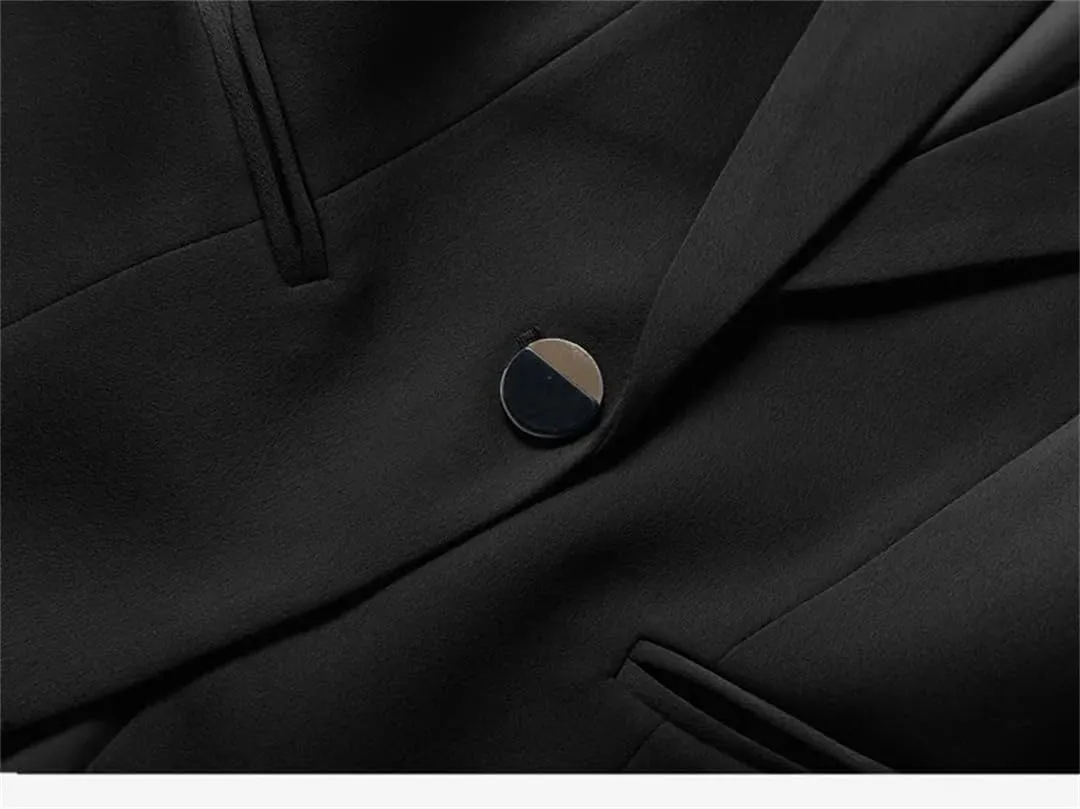 Women Kntted Jacket White and Black Color Blazer Slim Fit Chic Style Clothes Coat