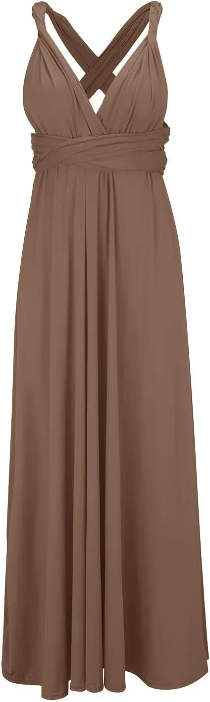 Womens 2025 Formal Dresses Wrap V-Neck Ruched Sexy Bridesmaid Wedding Guest Maxi Dresses Long Party Prom Gowns