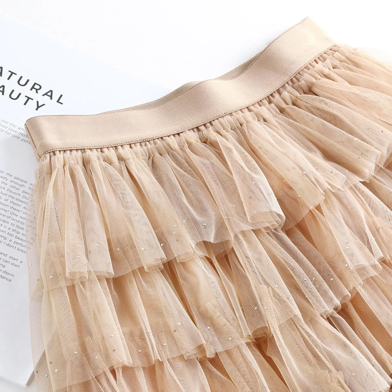 Womens Ruffle Tiered Long Tulle Skirt Multilayer Ruffles Tulle Skirt Fairy Mesh Maxi Skirt